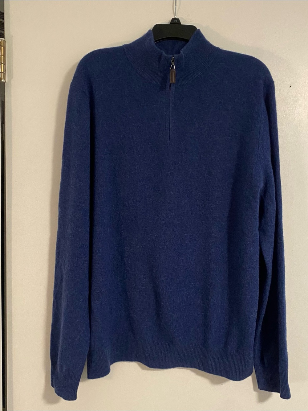 Christian Lacroix 100% Cashmere 2ply 1/4 Zip Sweater Navy Blue Men's XL Academia
